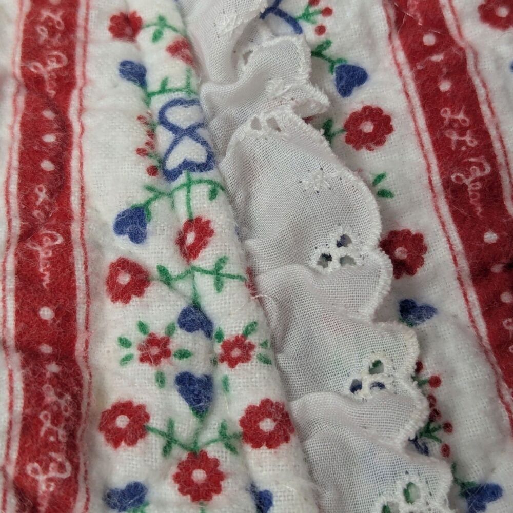 VTG LL Bean Lanz Cotton Flannel Robe Tyrolean Eyelet Granny Cottage USA MEDIUM - Picture 4 of 7